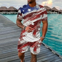 Muška odijela Dan nezavisnosti Zastava tiskane O-izrez kratkih rukava i kratke hlače Modni sportski