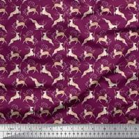 Soimoi pamučna voil tkanina od lišća i jelena životinjskog tiskanog tkanine širine