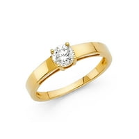 Čvrsta 14k žuto zlato okrugla kubična cirkonija cz zaručni prsten veličine 9.5