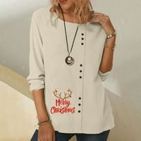 Žene Modni okrugli vrat Labavi božićni tisak majica za majicu TOPS Bluza Pulover Hot6SL44867178