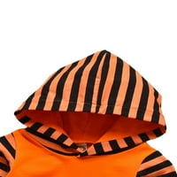 Diconna Halloween Unise Baby Girls Boys Striped Romper Letter Pumpkin Ispis dugih rukava s kapuljačom