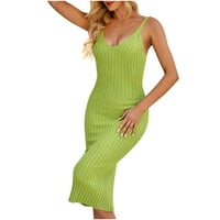 Halter haljine za žene Ljetne haljine Ležerne prilike bez rukava s kameri Cami Spaghetti kaiš Solid