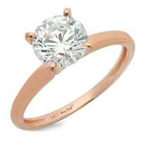 0. CT Sjajan okrugli rez Clear Simulirani dijamant 18K ružičasto zlato Solitaire prsten sz 4.5