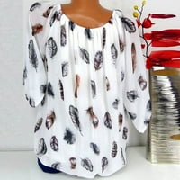 Ženski odobrenje ispod $ plus veličine Žene plus veličine pola rukava pero ispis V-izrez bluza pulover