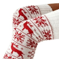 Ehfomius ženske božićne bedro velike čarape, pahuljice tiskane pletene čarape