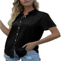 Ženska osnovna majica casual s kratkim rukavima V-izrez Bluza obična košulja za ovratnike Ljetna dama