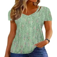 Colisha Ženska majica Kratki rukav Ljetni vrhovi V izrez Majica Bohemian Dailywear Cvjetni print Tunic