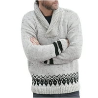Muški pad i zimsko termalno plus veličine pletena V izrez džemper BasicLayer majica modni stripem Print