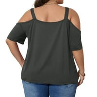 Ženske plus povremene kaiševe TEE TAME-duljine tamno sive majice Plus veličine