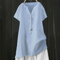 Majice za žene labave gumb dolje za bluzu stalak sa čvrstim rukavom s rukavom duga ležerna bluza košulje