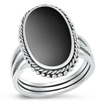 Vaš crni simulirani prsten u boji. Sterling Silver Vintage Band CZ Ženski veličine 10