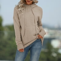 Cuoff vrhovi ženske modne jeseni i zimske džepove u boji kapuljača toplim džemper top xl