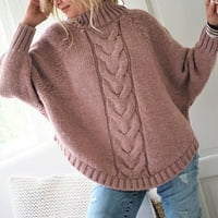 Ženski džemper Pola visokog ovratnika Batwing dugih rukava Twist Ribded Trim džemper jesen Zima Solid