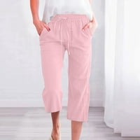 Cotonie Fashion Womens Ležerne prilike pune boje Elastične labave hlače Ravne široke pantalone za noge