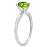 1ct okrugli rez zeleni prirodni prirodni peridot 18k bijeli zlatni angažman prsten veličine 7,25