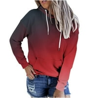 Shmport ženske casual dukserice dugih rukava gradijent boja dukserice labavi fit puloveri sa džepovima
