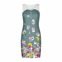 Tenk haljine za ženske ležerne duljine koljena Žene Ljetne sunčeve haljine za sunčanje s poketom Dress