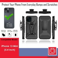 Capsule Case Vojni slučaj Kompatibilan sa iPhone Mini [ShockOtroof Cred Kickstand Clip Clean Clean Clear