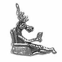 Sterling srebrna 8 šarm narukvica priključena 3D velika loza sjedi u naslonuju njegove noge koje su