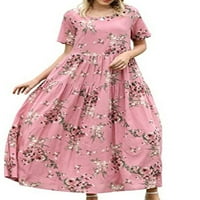 Voguele žene maxi haljine kratki rukav sasvuče cvjetno tiskovina duga haljina kaftana boja slike m