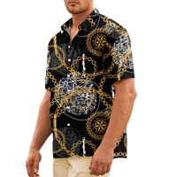 Fraigo muške luksuzne tiskane košulje svilene poput satenskog gumba dolje haljina za zabavu majica -Size