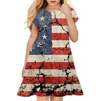 Američke zastave Haljine za djevojke Dječje Star Stripes Prints Kratki rukavi Princeze 4. jula Haljina