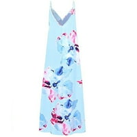 Ljetne haljine za prodaju za žene za žene bez rukava za tisak cvjetni uzorak V-izrez Midi fit i flare