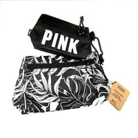 Victoria's Secret Pink Black White Logo Tropska kozmetička torbica postavljena odvojiva Novo