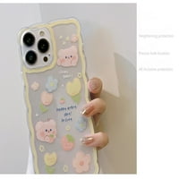Faty-T za iPhone PRO MA Case Clear sa čistom žutom crtanom medvjeda uzorak, soft tpu val zaštitni poklopac telefona za iPhone Pro Max