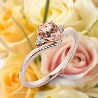 Prekrasan minimalistički 1. karatni kruški rezani morgatit i dijamantni moissanite jedinstveni zaručni prsten, pristupačni vjenčani prsten u srebru u srebru sa 18k ružičastog zlata poklon za njenu ljubav