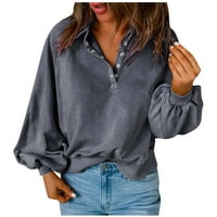 Vrhovi za žene na dugme Down Bluze casual čvrsto isključivanja vrata dugih rukava labav bluza