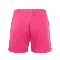 Ženski ljetni čvrsti struk obrezane ravno hlače Labave ležerne kratke hlače vruće ružičaste XL