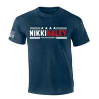 Nikki Haley Thirt Haley za predsjednika američke majice za kratki rukav američki zastava Grafički tee-heather