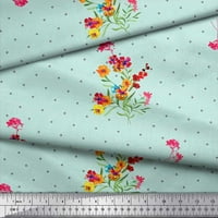 Soimoi pamučna poplin tkanina točka, lišće i periwinkle cvjetno ispis tkanina od dvorišta široko