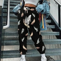 Tawop ženske modne casual tiskane vučne vučne tamke elastične struke duge hlače pantalone žene Ženske