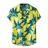 Muški gumb Up majice na plaži Stripes Tropical Print Short rukava Lagana za odmor Havajska odjeća Ljetni