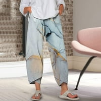 Lilgiuy ženske ležerne pantalone labave elastične struke duge hlače sa džepom za putovanje za odmor