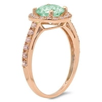 1.86ct okrugli sjajni rez - halo - simulirani zeleni dijamant - 14K ružičasto zlato - angažovački prsten