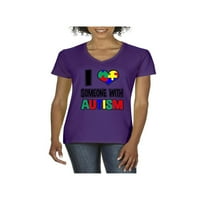 - Ženska majica s kratkim rukavima V-izrez - Osviještenost autizma