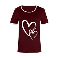 Olyvenn ženske tuničke majice Flowy Tops Ljetni modni moderni kratki rukav Tees Love Heart Print Tops
