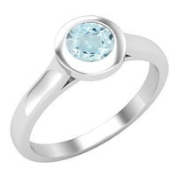 DazzlingRock kolekcija okrugla Aquamarine Solitaire Angažman prsten za žene u 18k bijelo zlato, veličine