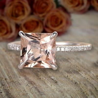 1. Carat breskve ružičasti morgatit dijamantski moissan zaručni prsten sa 18K zlatnim oblogom