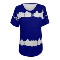 Tklpehg majice za žene Trendi ljetni kratki rukav Boja blok patchwork grafičke košulje kauzalne udobne