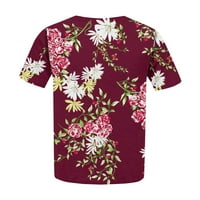Strugten ženska vintage cvjetni ispis plutajući kratki rukav Ležerni majica Top Plus size Pulover Basic