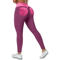 Ženske joge hlače visoki struk Slim Fit Patchwork pune dužine Aktivne hlače sa džepovima Tummy Control