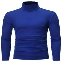 Avamo Muške Basic Solid Color T majice Visoko vrat Modni pulover dugih rukava Sportska bluza Royal Blue