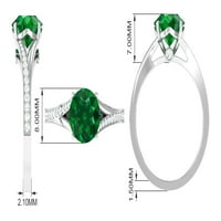 Dame 2. CT laboratorija sa okruglim oblika stvorena smaragd Split Shank Solitaire Prsten sa moissite,