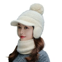 Set Women HAT vrat toplije vrhunsko zečje krzno pompom EarFlaps za zaštitu uha Čvrsta boja jesen zimski