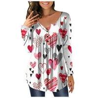 Prodaje za Valentinovo košulje za žene s dugim rukavima Majica Valentine Grafički tisak ženske pljevene
