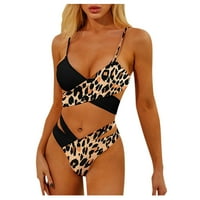 Womens bikini set Leopard tiskani Crisscross omotač čipke up koprive od cubout High Sheik kupaći kostim